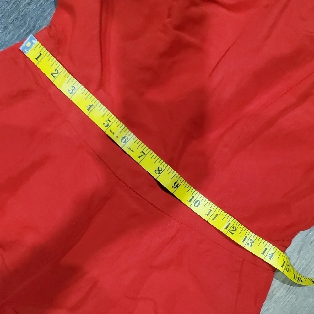Banana Republic Red Romper Linen Blend Lightweight Short-Sleeved